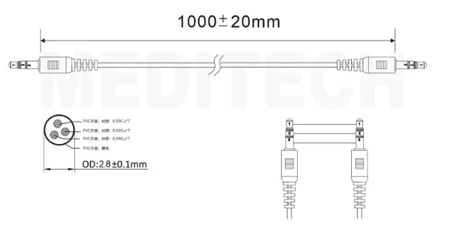  Audio kabel,stereo Kabel för foster doppler Sonotech.BabySonic,spädbarn doppler