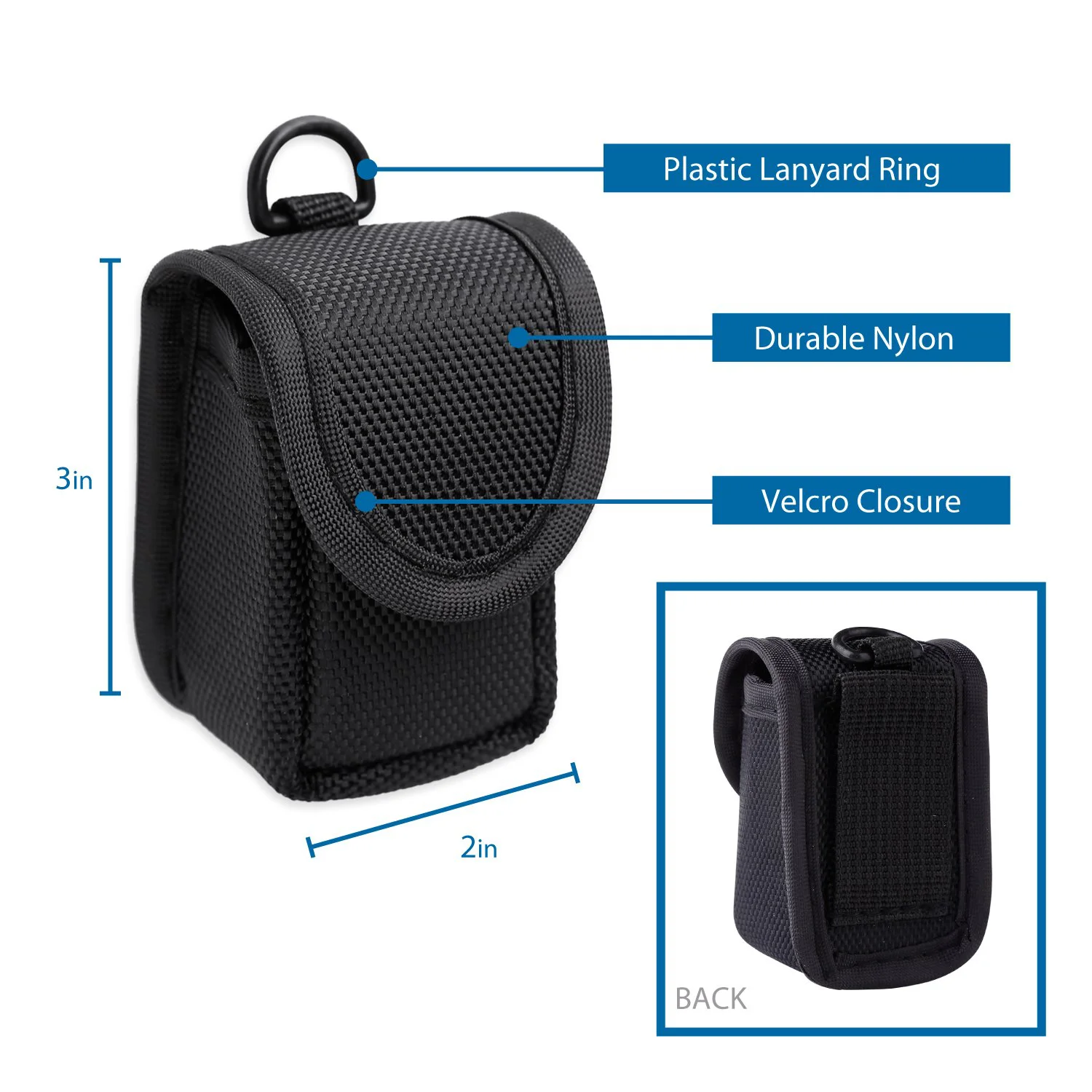 Pulse oximeter case - Nylon O2 saturation monitor case - SPO2 pulse oximeter carrying bag - Portable oxygen sensor carrying bag - Fingertip oximeter case